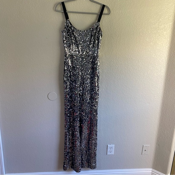 Dress the Population Sequin Black and Silver Jumpsuit NWOT